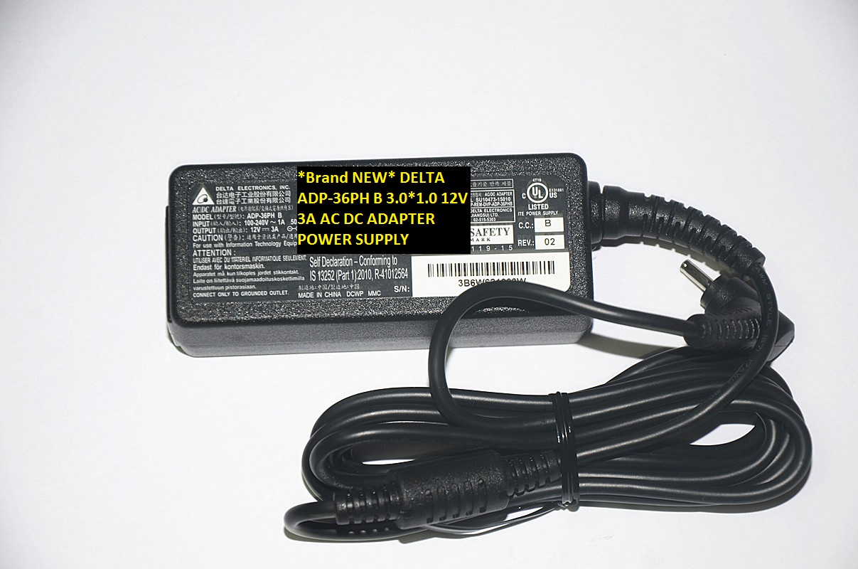 *Brand NEW* 12V 3A DELTA ADP-36PH B 3.0*1.0 AC DC ADAPTER POWER SUPPLY